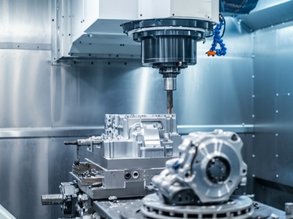 5-axis CNC machine crafting precision automotive components