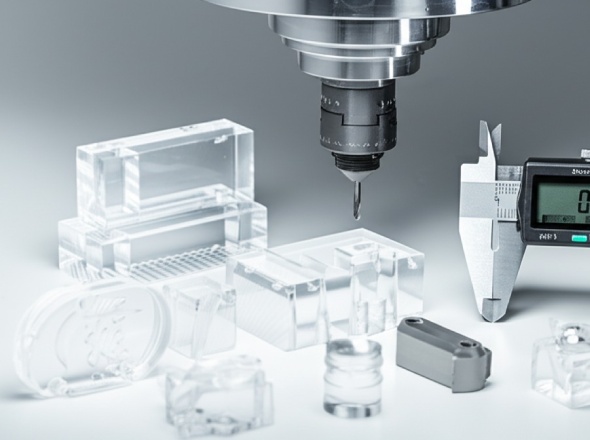 5-axis CNC machine creating ultra-precise plastic components with mirror-finish surfaces