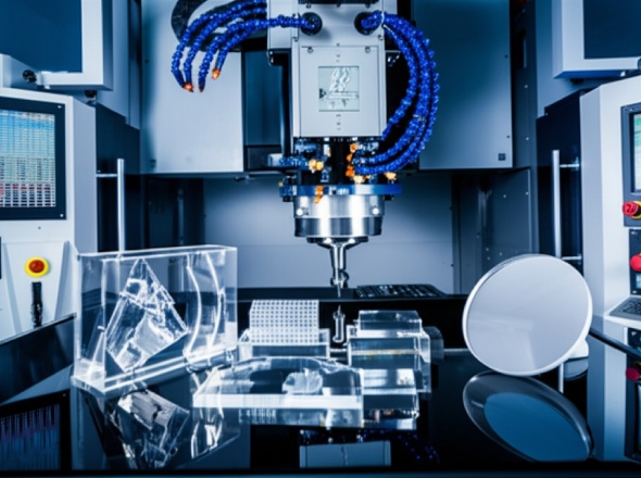 Advanced 5-axis CNC glass machining with complex optical components