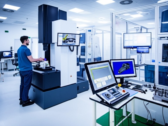 Advanced CMM inspection of aerospace components in certified quality facility