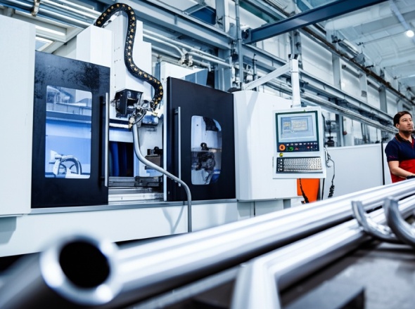 Advanced CNC tube bending machine forming complex metal components