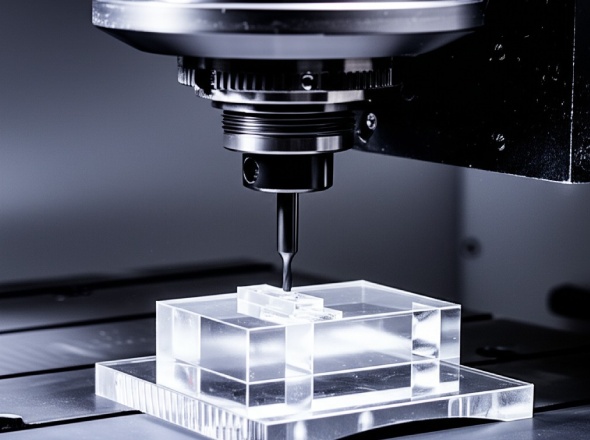 CNC machine precision-cutting complex parts from engineering plastic