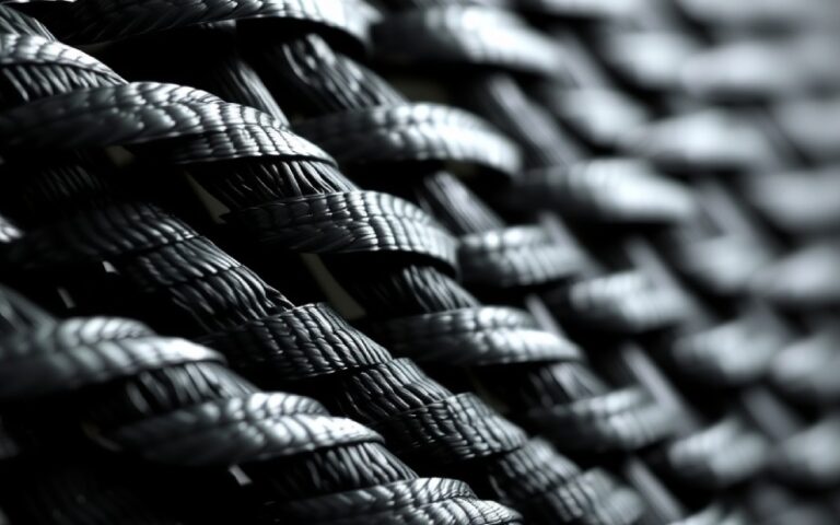 Camadas de material compósito de fibra de carbono com textura visível