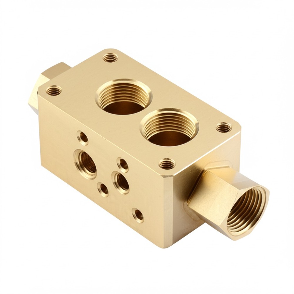 Complex Brass Fluid Manifold Block