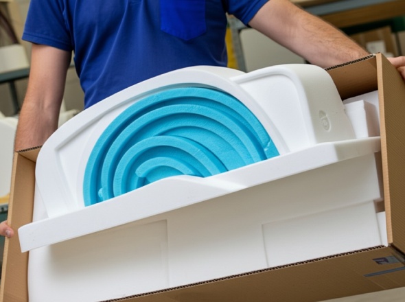 Customer receiving finished custom CNC-machined foam project