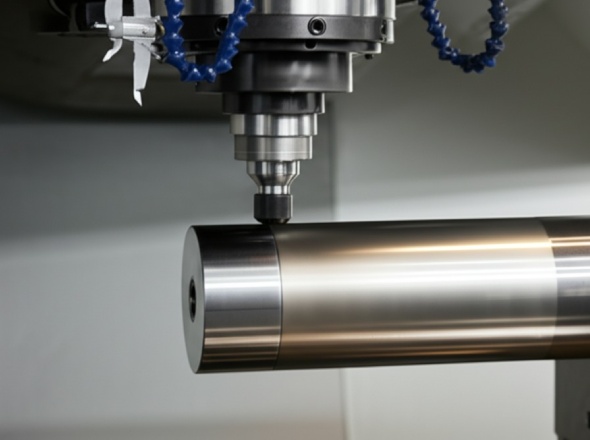 Cylindrical grinding process creating smooth metal surface