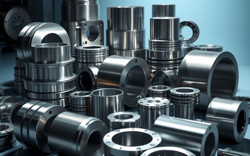 Different aluminum alloy parts with various finishes and textures