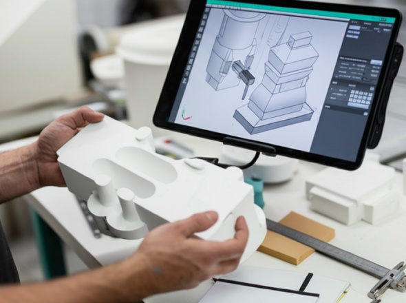 Digital designs transforming into foam prototypes