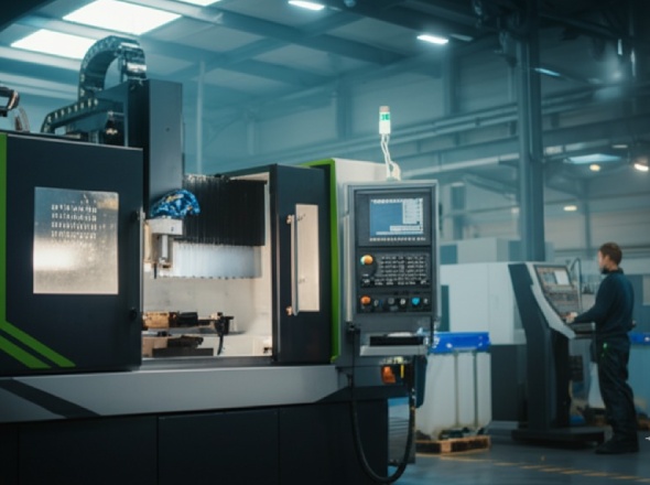 Eco-friendly CNC machining facility with coolant recycling and energy monitoring