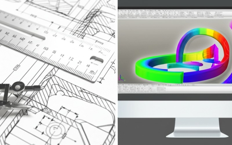 مهندس يقارن الرسم التقليدي بنموذج CAD
