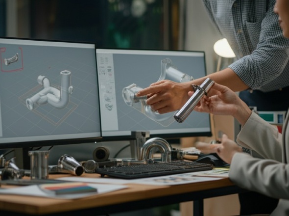Engineering team optimizing tube CNC design for improved manufacturing