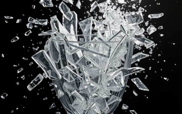 Glass shattering to demonstrate material brittleness