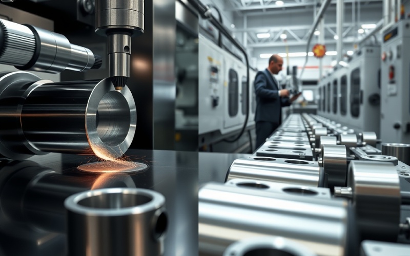 High-precision CNC turning operation producing identical metallic components