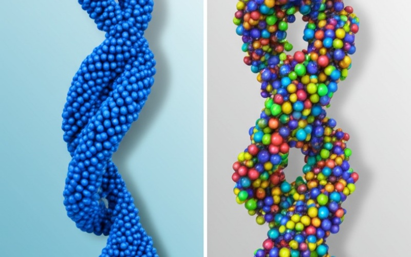 Homopolymer and copolymer molecular chains comparison