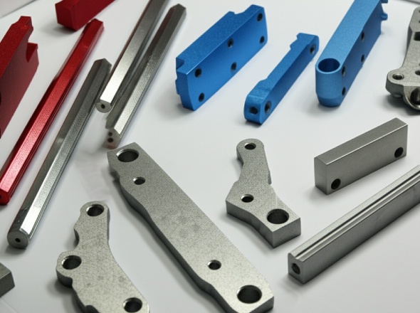Iron parts with smooth machined, zinc-plated, and powder-coated surface finishes