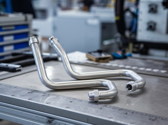 Lightweight precision-machined aircraft fuel lines with specialized fittings