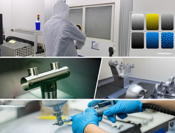 Metal parts undergoing various surface finishing processes