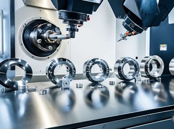 Multi-axis CNC turning center producing precision parts with various sizes and surface finishes