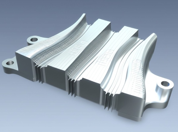 Precision CNC machined aluminum component with complex wave pattern