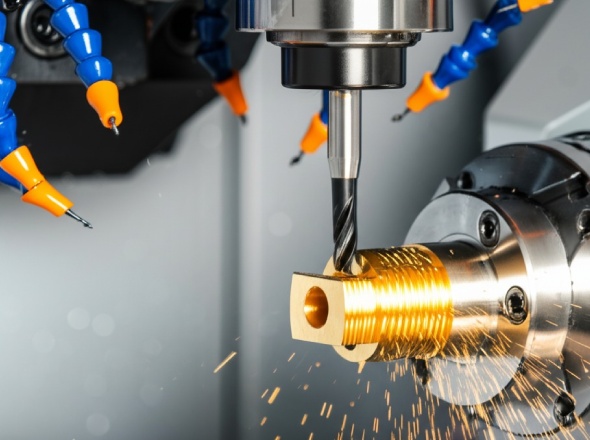 Swiss machining process creating precision metal components