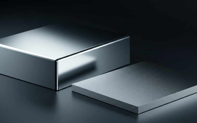 Titanium and aluminum metal comparison with contrasting textures