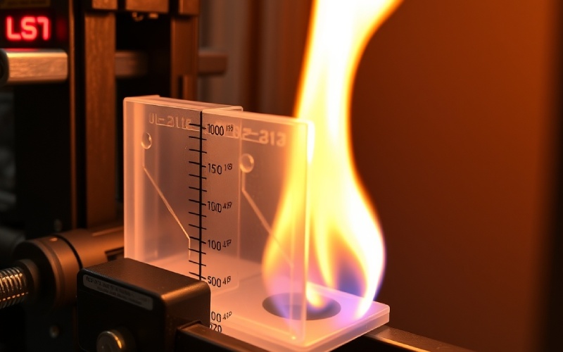  Aparato de ensayo de quemado vertical UL 94 con muestra de plástico