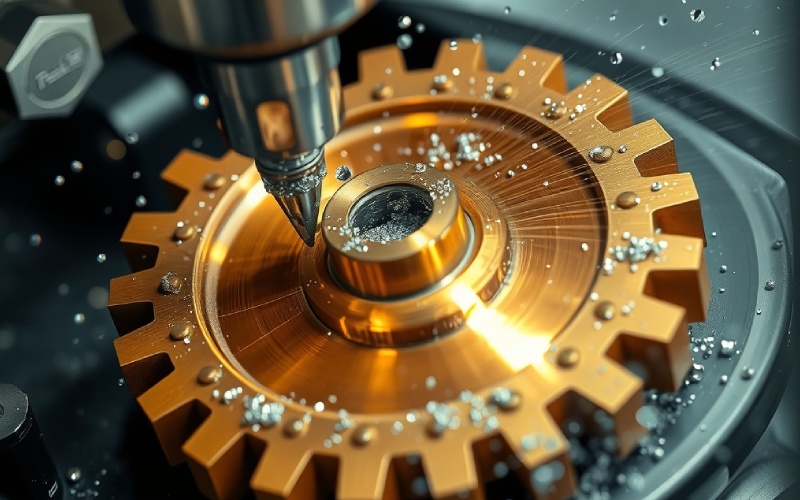 tallado de un engranaje de bronce