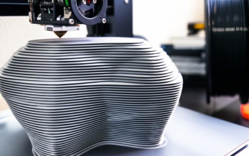 3D printer creating complex part layer by layer