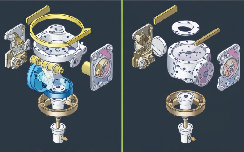 Before and after DFM part consolidation comparison