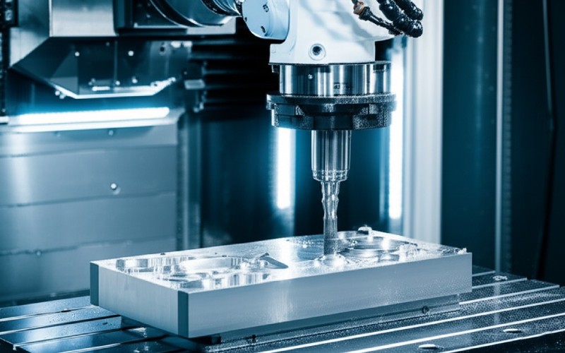 Machine CNC automatisée créant une pièce complexe