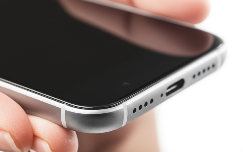 Prise en main confortable sur un coin de smartphone en métal brossé