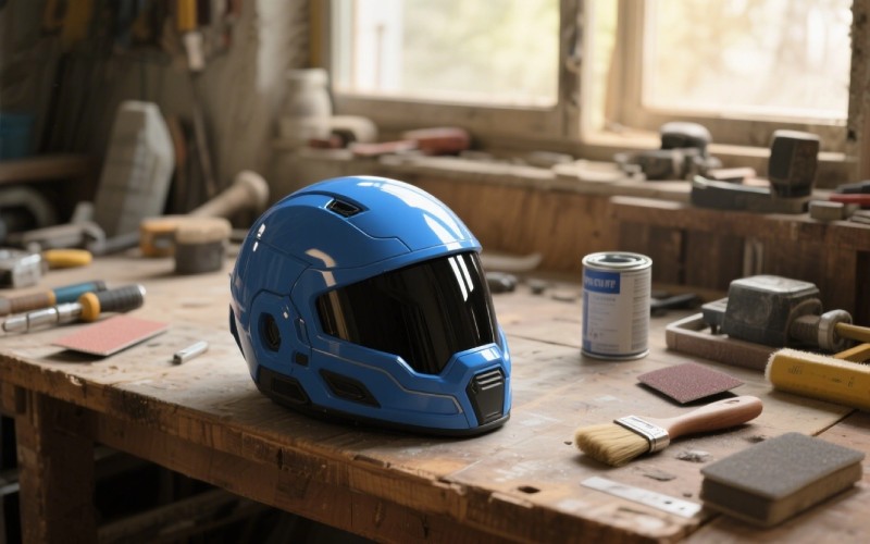Finished 3D printed helmet