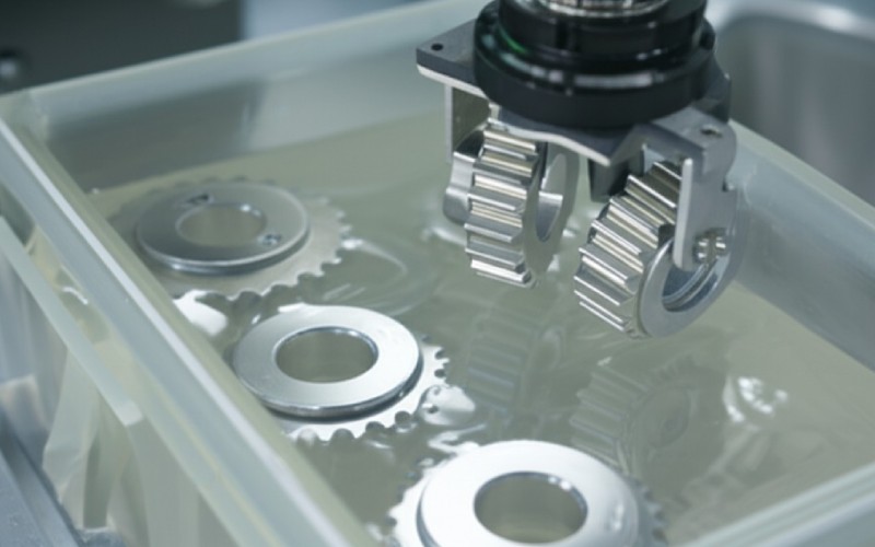 Industrial metal parts in coating bath
