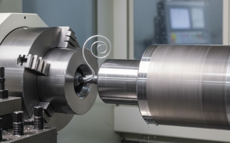 Tornio CNC che crea una finitura liscia come uno specchio