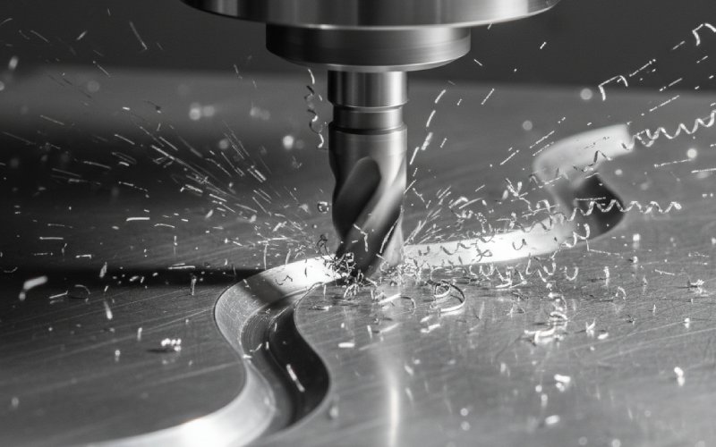 Macchina CNC che taglia un percorso preciso nel metallo