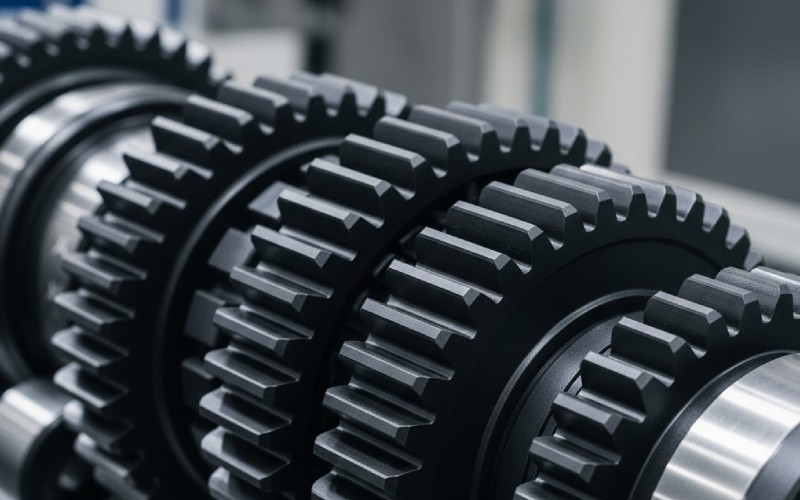 Nærbillede af sortlakerede bilgear