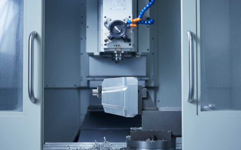 Parte lavorata finita all'interno di una macchina CNC