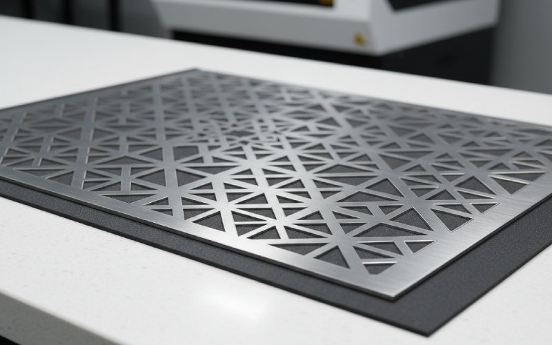 Intricato design in metallo tagliato al laser