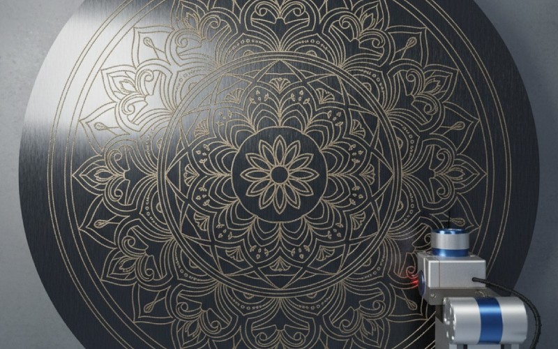 Intricate laser engraved metal design