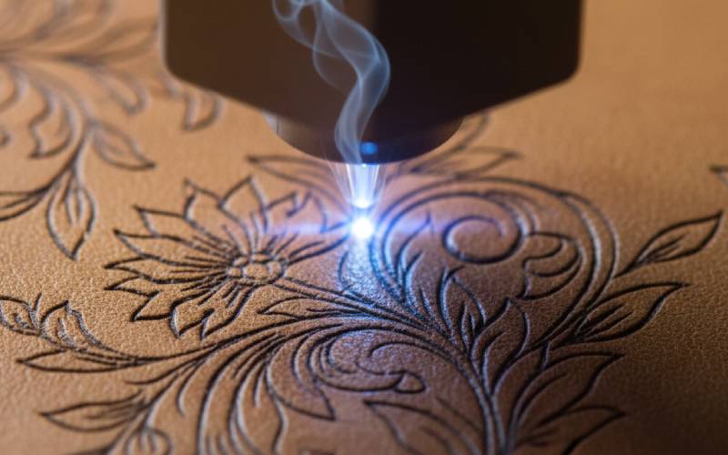 Incisione laser di un motivo dettagliato sulla pelle