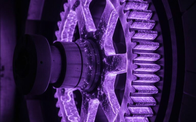 Steel gear in a plasma nitriding furnace