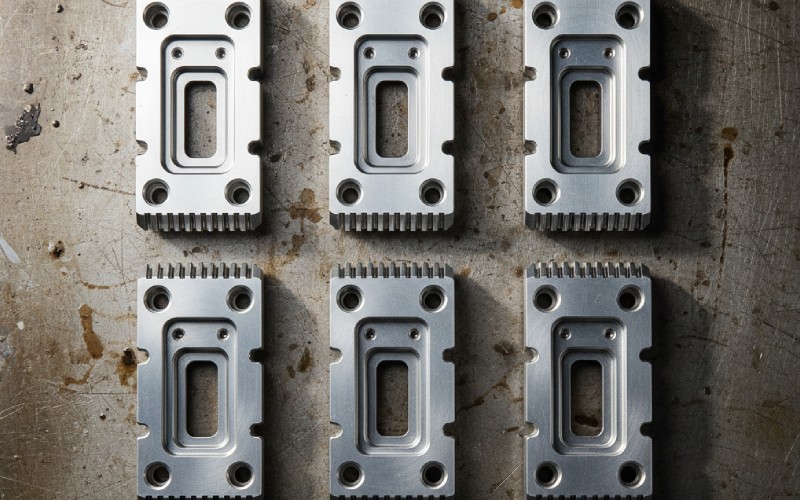 Griglia di pezzi identici lavorati a CNC