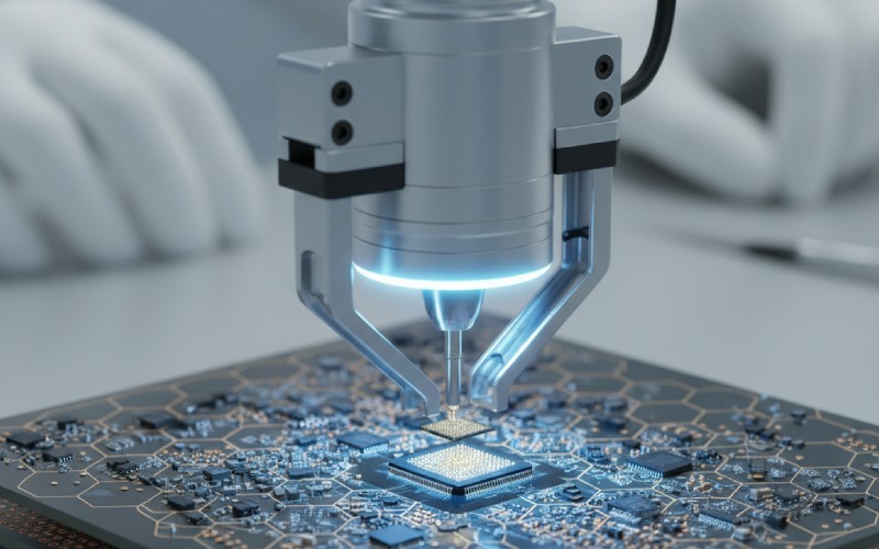 Robotic arm performing precision quality control