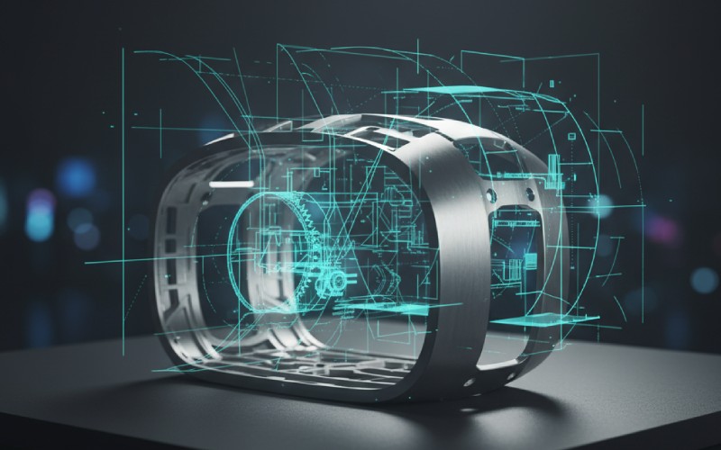 High-tech product with a holographic design overlay