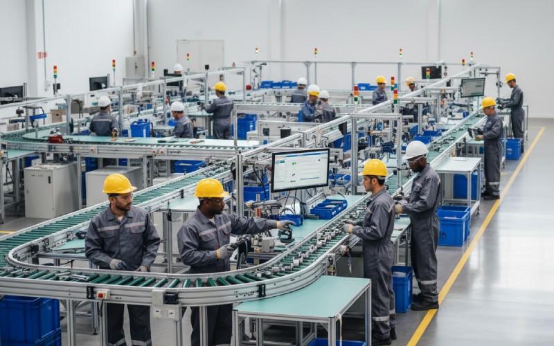 Modern lean factory with team