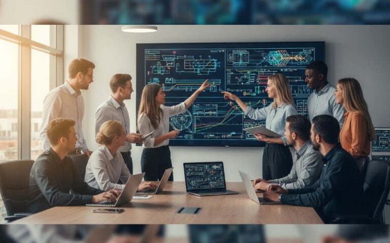 engineering team reviewing change dashboard