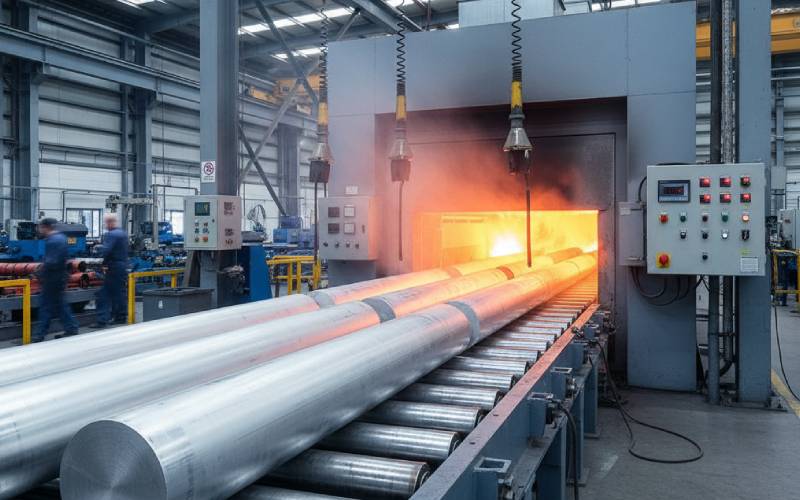 aluminum billets in furnace