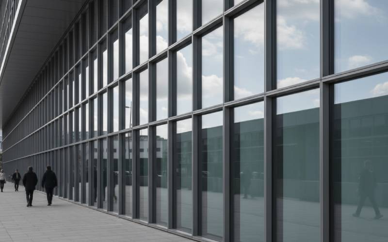 modern facade with aluminum frames