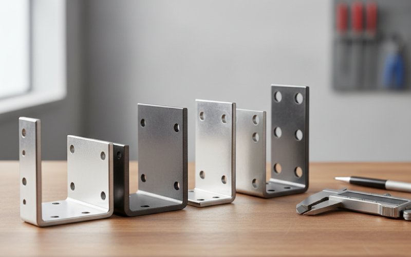 various L brackets on bench