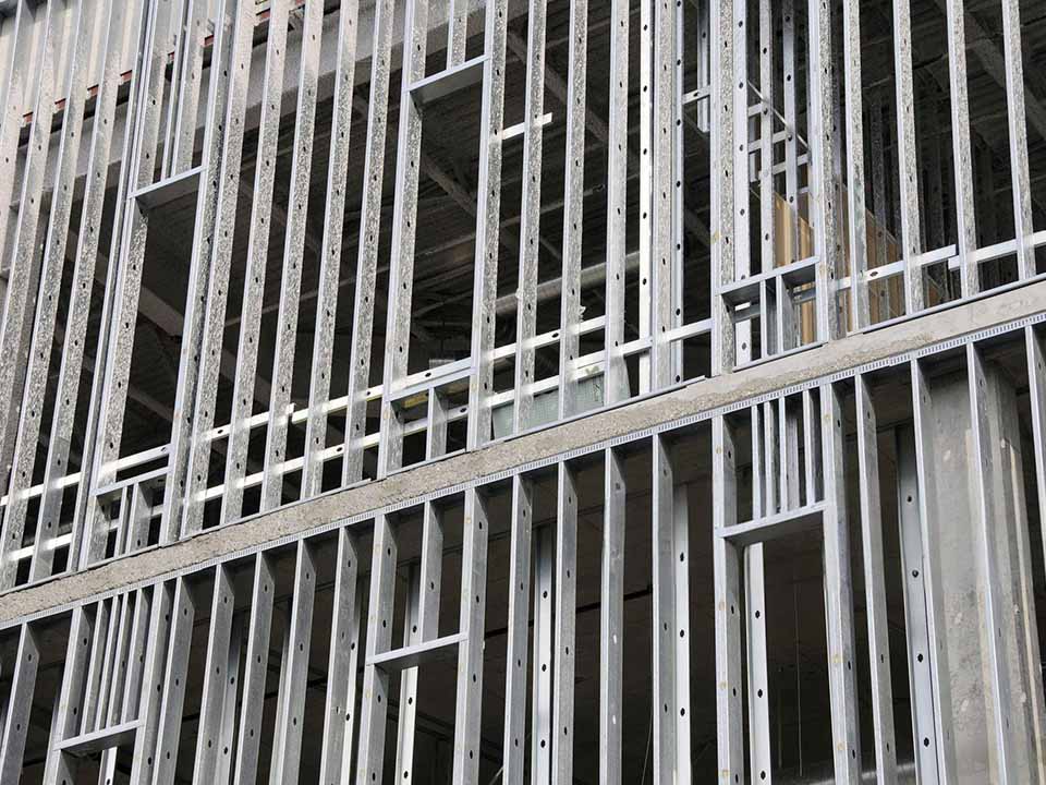 Steel-framed building under construction